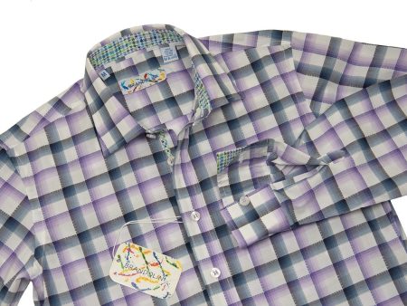 Brandolini Boy s Sport Shirt 26348 Purple Plaid Long Sleeve Hot on Sale