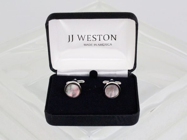 JJ WESTON 34218 - Mother of Pearl Cufflinks - Smoked Grey For Cheap