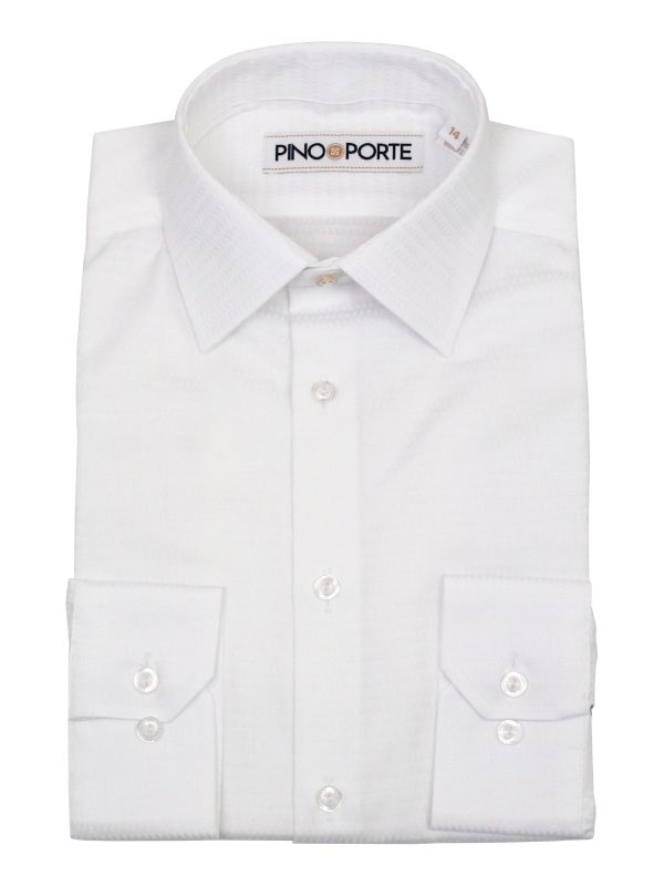 PinoPorte 35926 Boy s Dress Shirt - Tonal - White Cheap