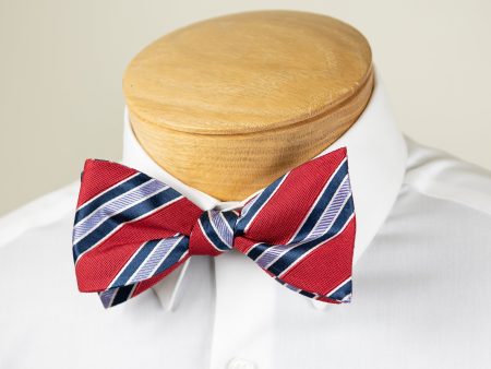 ScottyZ 31200 Young Men s Bow Tie - Stripe - Red Navy For Sale