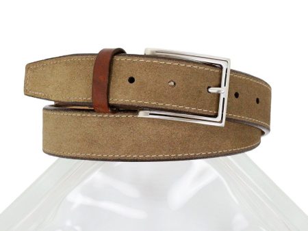 Brighton 23804 100% Genuine Leather Boy s Belt - Suede With Side Stitch - Brown For Cheap