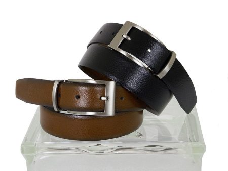 Paul Lawrence 24684 100% Genuine Leather Boy s Belt - Reversible - Black Cognac Supply