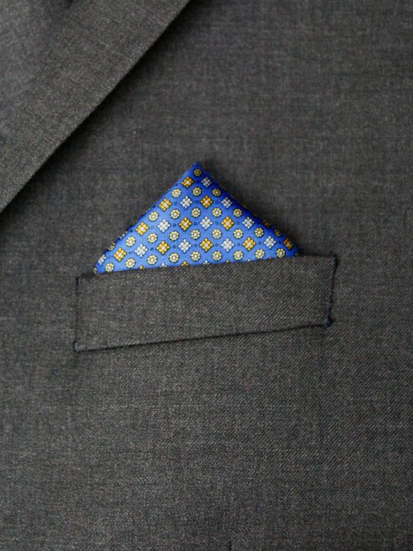 Heritage House Pocket Square 35282 - Neat - Yellow Blue on Sale