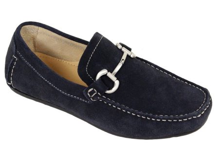 Florsheim 22574 Suede Upper Boy s Shoe - Bit Loafer - Navy Discount