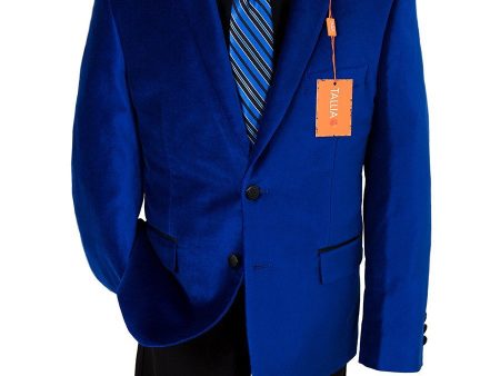 Tallia 22851 Boy s Sport Coat - Velvet - Cobalt Discount