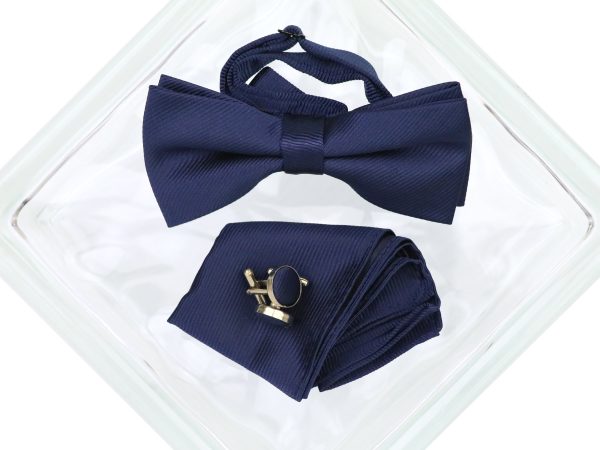 Heritage House 38088 Young Men s Bow Tie Set - Diagonal Solid - Navy Online Hot Sale