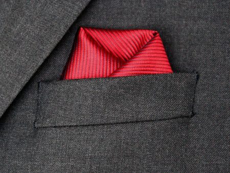 Heritage House Pocket Square 32474PS - Tonal Stripe - Fire Red Online Hot Sale