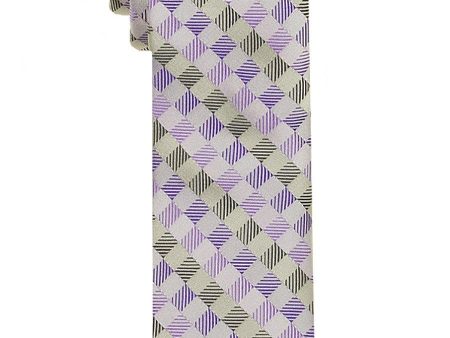 Heritage House 24569 100% Woven Silk Boy s Tie - Neat - Silver Purple on Sale