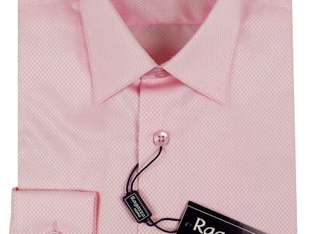 Ragazzo 23617 100% Cotton Boy s Dress Shirt - Box Weave - Pink Discount