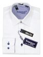 Ragazzo 37547 Boy s Dress Shirt - Diagonal Tonal Weave - Slim Fit - White Navy Fashion