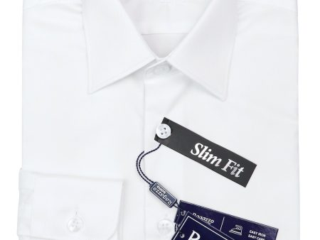 Ragazzo 37651 Boy s Dress Shirt - Twill - Slim Fit - White Cheap