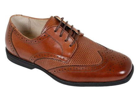 Florsheim 23850 Leather Boy s Shoe - Wing Tip - Saddle Tan Cheap