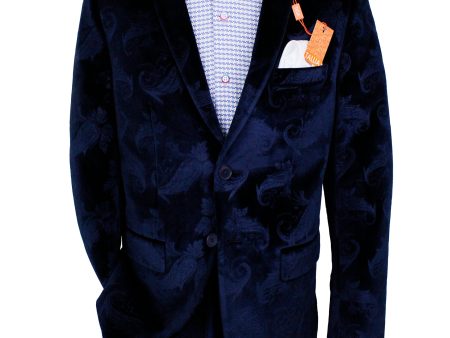 Tallia 36797 Boy s Sport Coat - Paisley Velvet - Navy Fashion