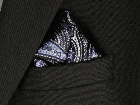 Boy s Pocket Square 23779 Black Sky Blue Online now