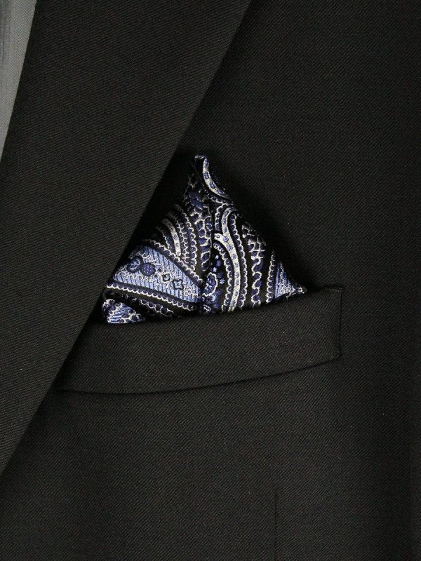 Boy s Pocket Square 23779 Black Sky Blue Online now