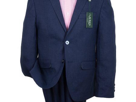 Lauren Ralph Lauren 26094 100% Linen Boy s Suit Separates Jacket - Solid - Navy on Sale