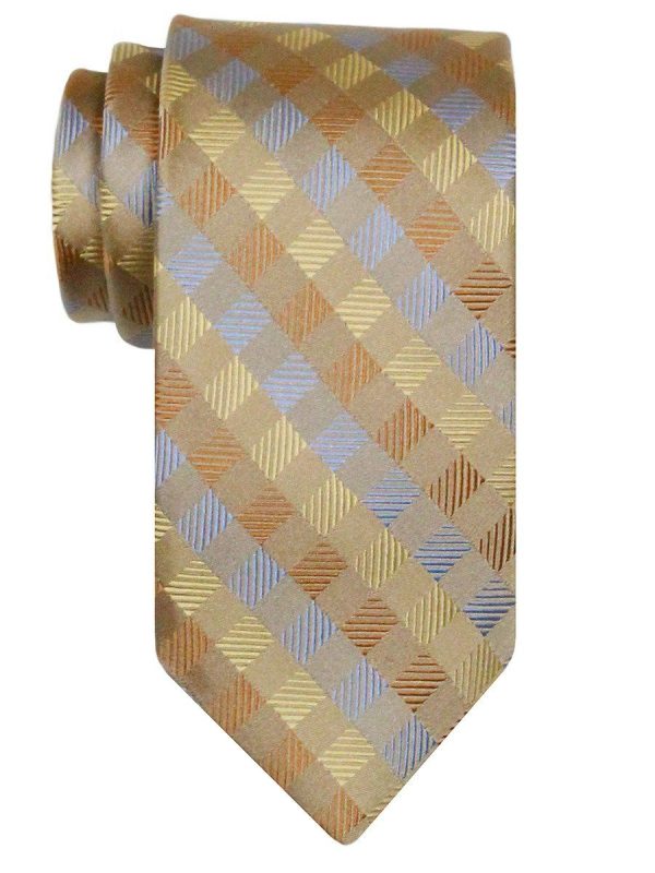 Heritage House 24476 100% Silk Boy s Tie - Neat Plaid- Tan Sale