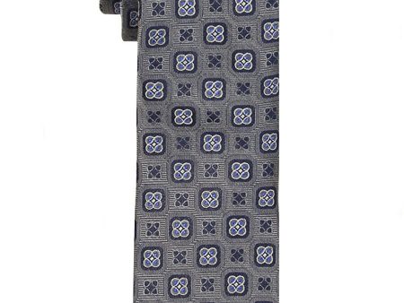 Heritage House 23281 100% Woven Silk Boy s Tie - Neat Geometric Style - Grey Blue Online Sale