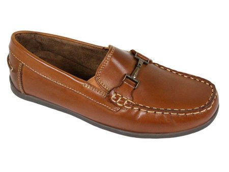 Florsheim 23876 Leather Boy s Shoe - Driving Bit Loafer - Saddle Tan For Sale