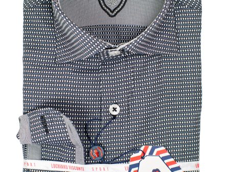 Luchiano Visconti Boy s Sport Shirt 30600 - Neat - Black White on Sale