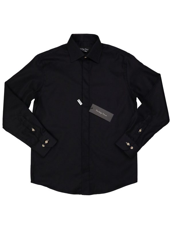 Heritage House 37848 Boy s Dress Shirt - Tonal Basketweave - Black Online now