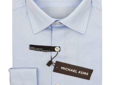 Michael Kors 34616 Boy s Dress Shirt- Tonal Horizontal Stripe - Blue Fashion