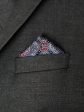 Heritage House Pocket Square 35276 - Medallion Window Pane - Red Navy on Sale