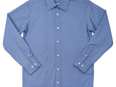 Michael Kors 36770 Boy s Dress Shirt - Neat - Blue Navy Hot on Sale