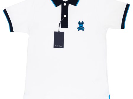 Psycho Bunny 36926 Boy s Short Sleeve Polo - Sacramento Pique - White Online