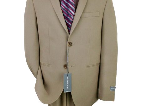 Michael Kors 36657 Boy s Suit Separate Jacket - Skinny Fit - Solid Gab - Stretch - Tan For Discount