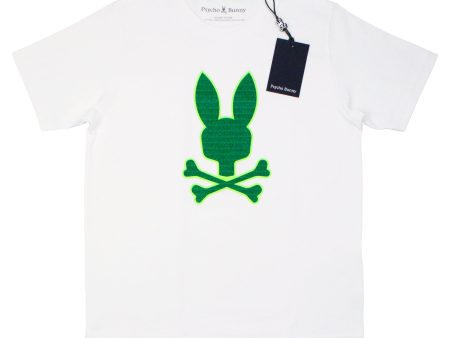 Psycho Bunny 36815 Boy s Short Sleeve Embroidered Graphic Tee - White on Sale