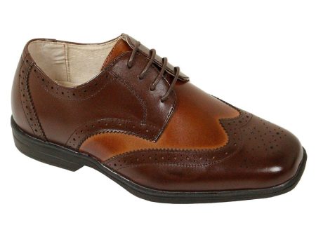 Florsheim 22790 Leather Boy s Shoe - Two Tone Wing Tip - Brown Cogn For Discount