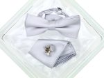 Heritage House 38080 Young Men s Bow Tie Set - Diagonal Solid - Grey on Sale