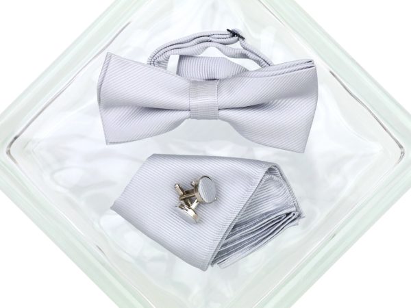 Heritage House 38080 Young Men s Bow Tie Set - Diagonal Solid - Grey on Sale