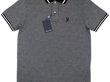 Psycho Bunny 37145 Young Men s Short Sleeve Polo - Warsaw Jacquard Pique - Black Online Sale