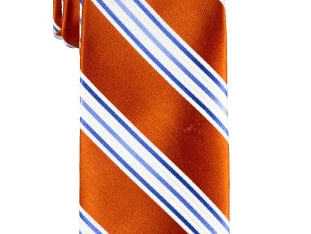 Heritage House 25789 100% Silk Boy s Tie - Stripe - Orange Blue Online Sale