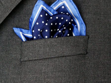 Heritage House Pocket Square 35285 - Polka Dot - Navy White For Discount