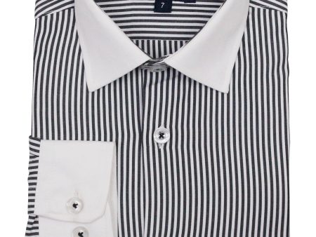 Marcelo 35657 Boy s Dress Shirt - Stripes - Black For Cheap