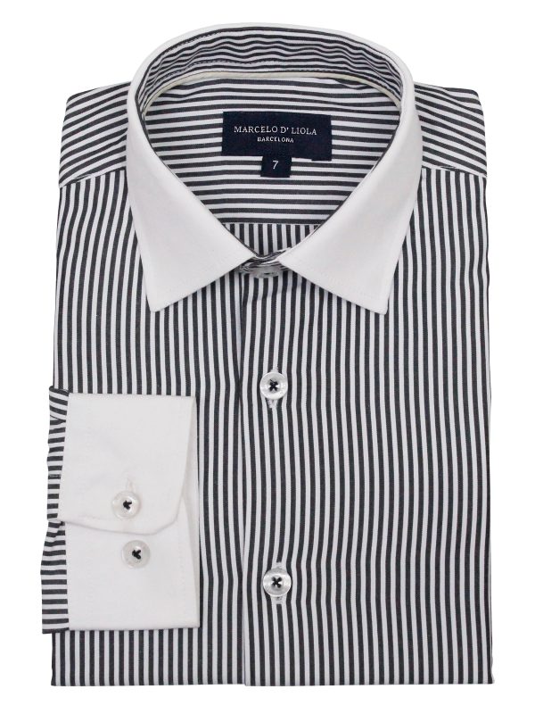 Marcelo 35657 Boy s Dress Shirt - Stripes - Black For Cheap