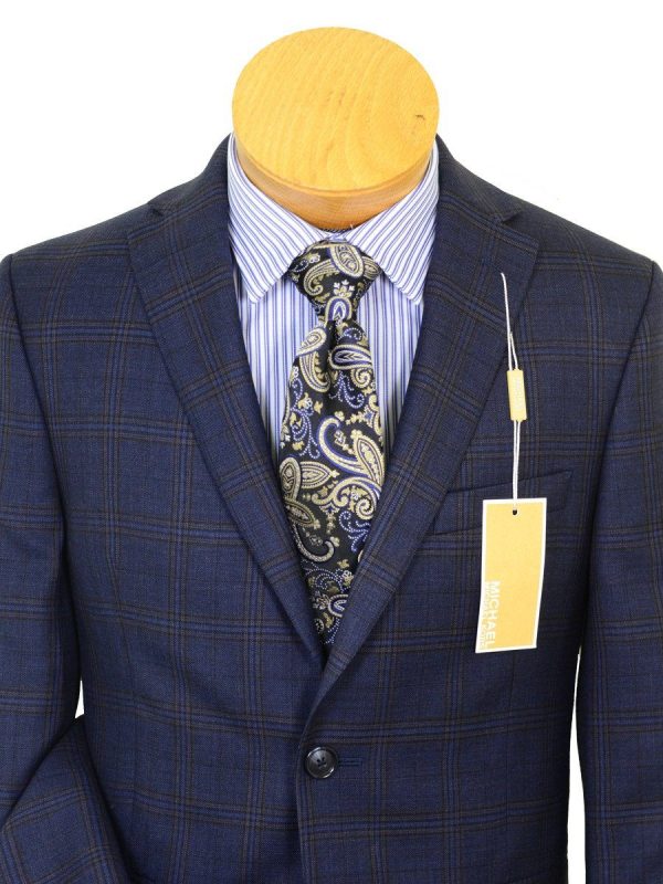 Michael Kors 20527 100% Wool Boy s Sport Coat - Plaid - Navy   Multi, 2-Button Single Breasted on Sale