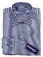 Ragazzo 20604 100% Brushed Cotton Boy s Dress Shirt - Stripe - Blue   White, Modified Spread Collar Supply