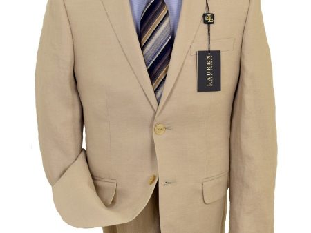 Lauren Ralph Lauren 19527 100% Linen Boy s Suit Separate Jacket - Linen - Tan, 2-Button Single Breasted Hot on Sale