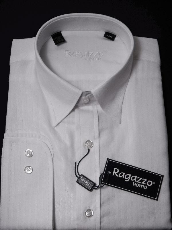 Ragazzo 11178 60% Cotton 40% Polyester Boy s Dress Shirt - Tonal Stripe - White Online Hot Sale