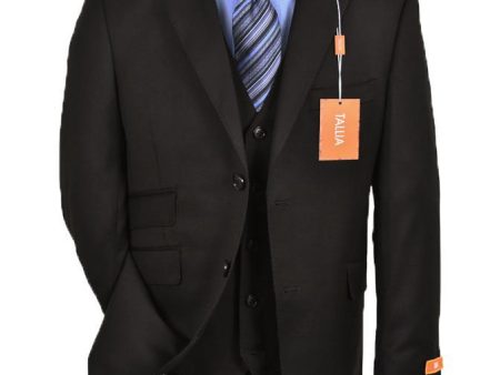 Tallia 11264 Black Boy s Suit - Solid Gabardine - 100% Tropical Worsted Wool - Lined Sale