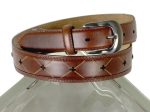 Brighton 21306 100% Leather Boy s Belt - Classic Diamond Pattern With Cross-stitch - Brown For Sale