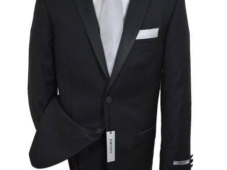 DKNY 21048 100% Wool Tuxedo - Solid - Black Online Sale