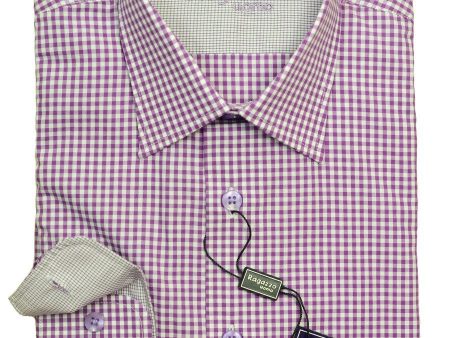 Ragazzo 20622 100% Cotton Boy s Dress Shirt - Check - Purple   White, Modified Spread Collar Online Hot Sale