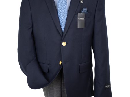 Lauren Ralph Lauren 33069 Boy s Blazer - Solid Gab - Navy on Sale