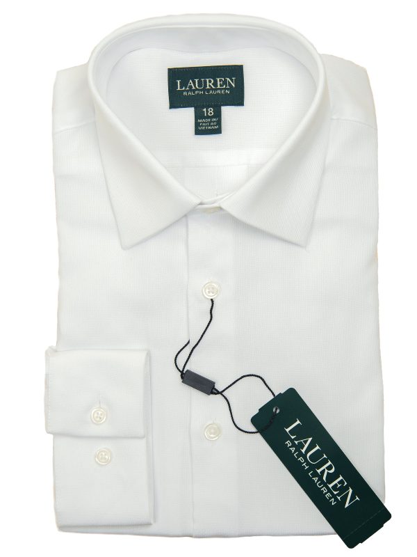 Lauren Ralph Lauren 27934 Boy s Dress Shirt-White-Tonal Stripe Fashion