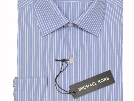 Michael Kors 21464 100% Cotton Boy s Dress Shirt - Stripe - Blue And White Sale